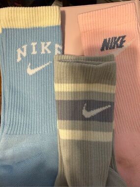 Nike Men’s Crew Socks - Light Blue, Pink & Gray (3-Pack)